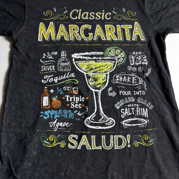 Changes Other - Changes Margarita Recipe‎ Graphic Tee Shirt Black Mineral Wash Small NWOT